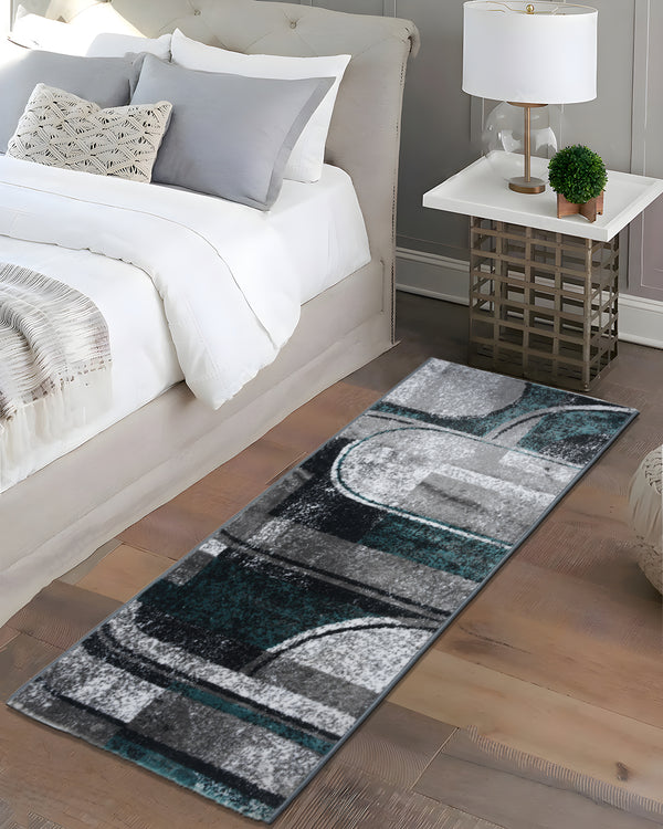 60X140 CM Platinum Runner | Aqua Geometric