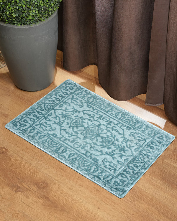 40X60 CM Aura Doormat | Traditional Floral Light Blue