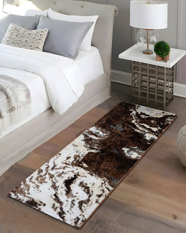 60X150 CM Pearl Runner | Abstract Brown Beige Wave