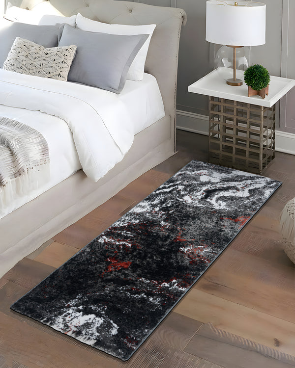 60X150 CM Pearl Runner | Abstract Red Grey