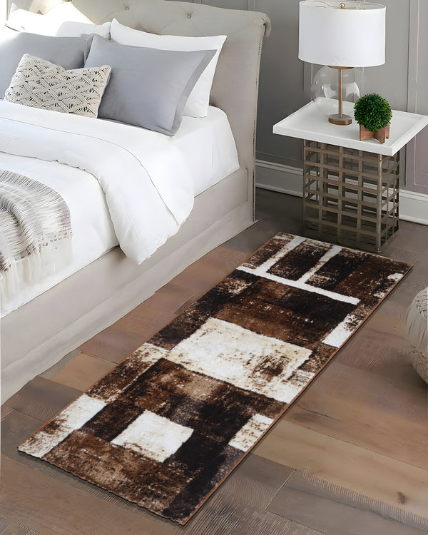 60X150 CM Pearl Runner | Abstract Brown Blocks