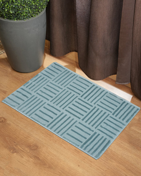 40X60 CM Aura Doormat | Striped Grid Light Blue