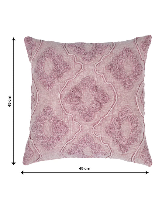 18X18 inch Pink tufted boho cotton cushion covers | Set of 2