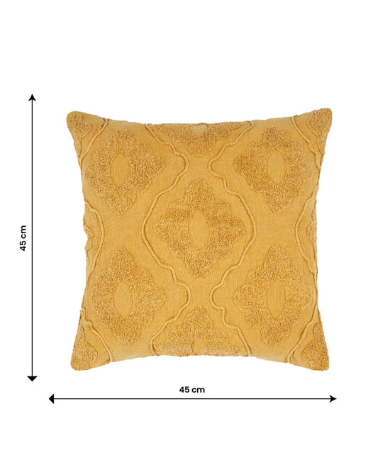 18X18 inch Yellow tufted cotton cushion covers | Set of 2