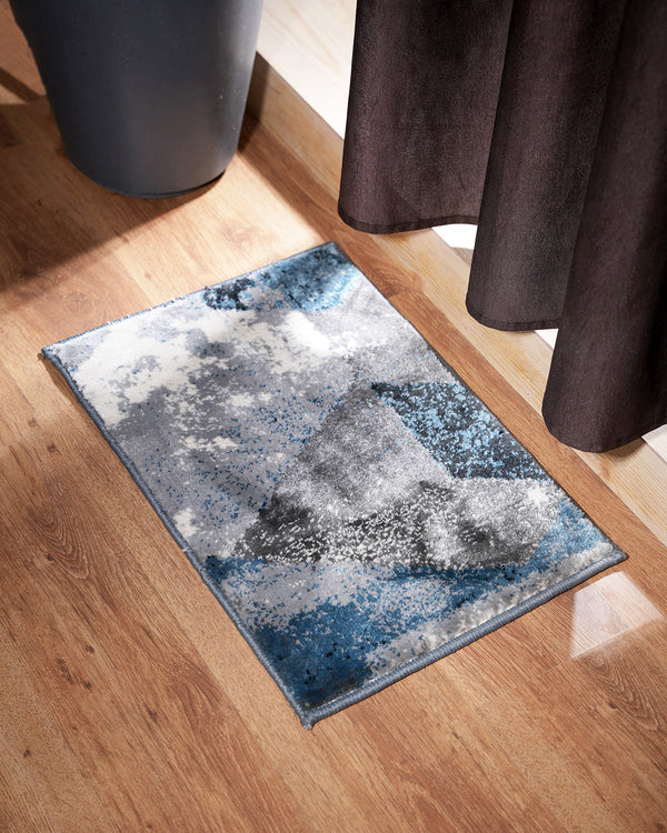 40X60 CM Pearl Doormat | Abstract Block Blue