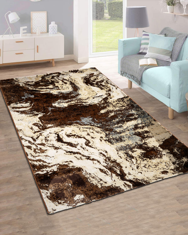 Pearl Iconic Carpets | Abstract Brown Beige Wave