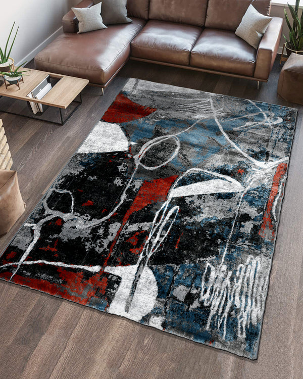 Pearl Iconic Carpets | Abstract Blue Red