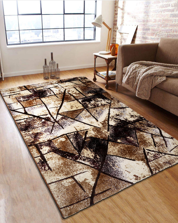 Pearl Iconic Carpets | Abstract Brown Beige Cross