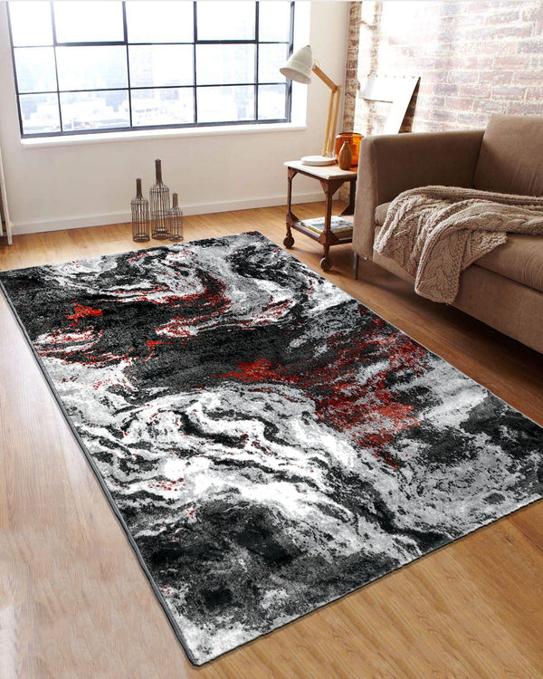 Pearl Iconic Carpets | Abstract Red Grey