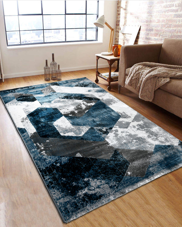 Pearl Iconic Carpets | Abstract Block Blue