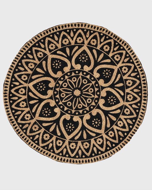 cotton round placemat for dining table color Brown