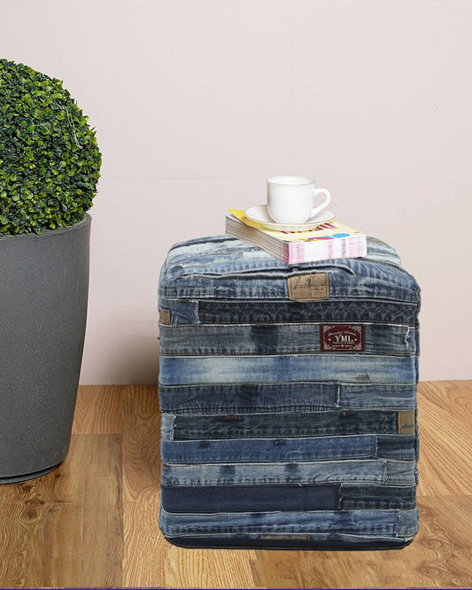 Deven Denim Pouf