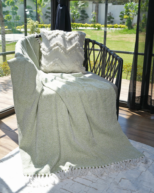 Striped Green Cotton Throw