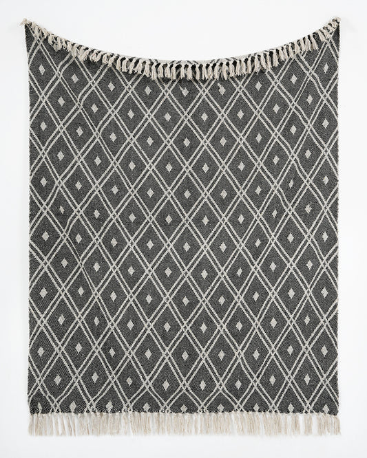 Grey Knitted Cotton Throw