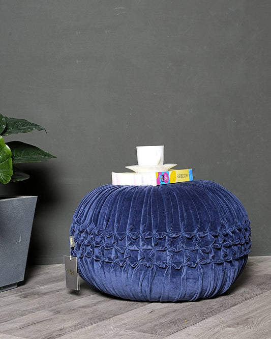 Velvet Blue Pouf