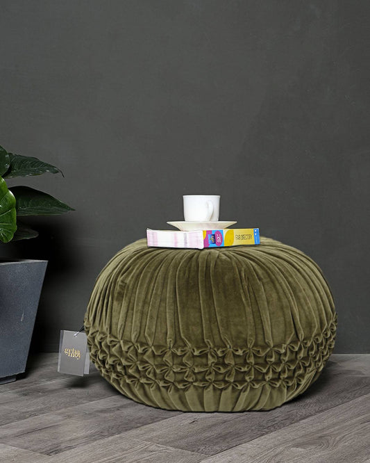 Velvet Green Pouf